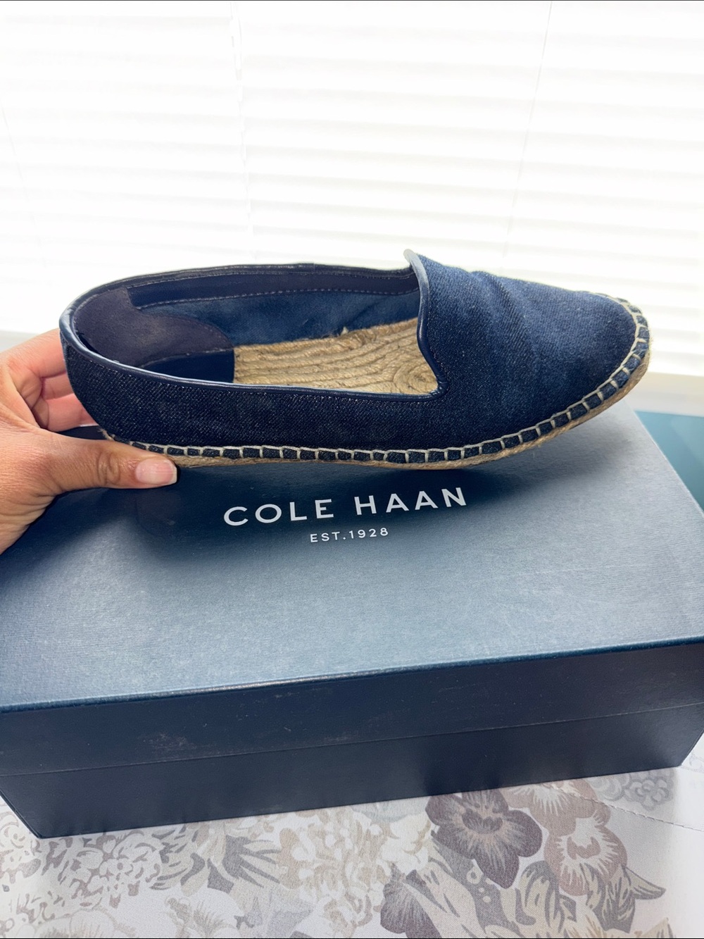Cole Haan Dark Blue Denim Espadrille Slip-On